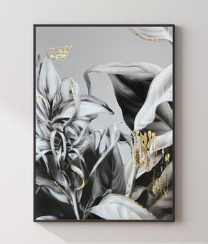 "Grow" with hand-laid gold leaf