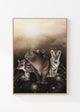 Plakat til barnerom med dyr fra jungelen. En flodhest og tiger som babyer.