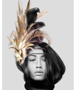 Crow and Feathers – kunstplakat uten ramme