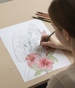 Fargeleggingsbok: Damer og blomster (PDF nedlastning)