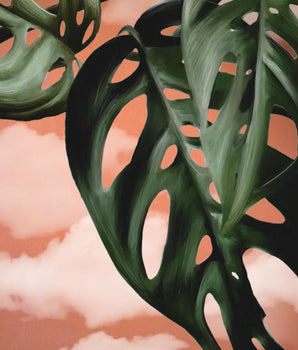 Peach Monstera – kunstplakat uten ramme