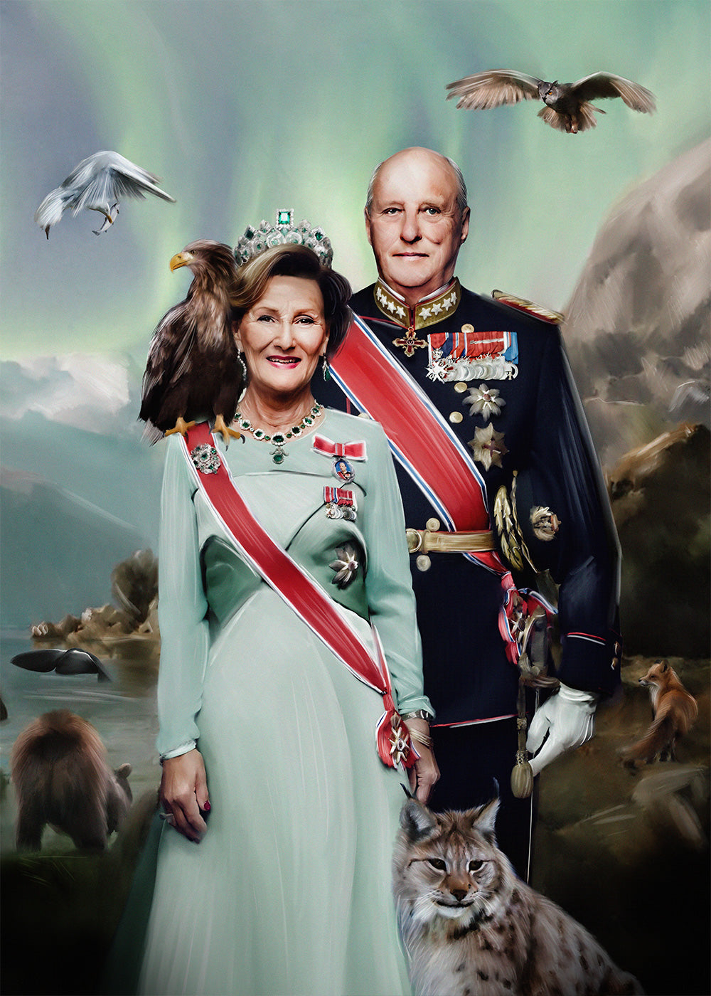 Bilde Av Kongeparet Sonja Og Harald Plakat Tegnet Av Norske Linn bilde-av-kongeparet-sonja-og-harald-plakat-tegnet-av-norske-linn